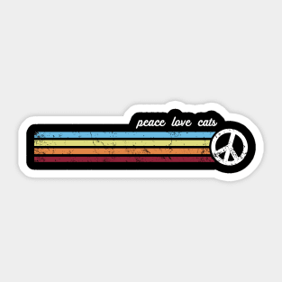 Retro Stripes Peace Love Cats Sticker